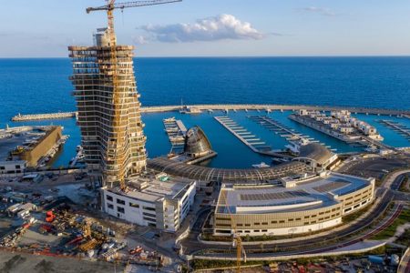 The impressive twisting towers in the Marina of Ayia Napa