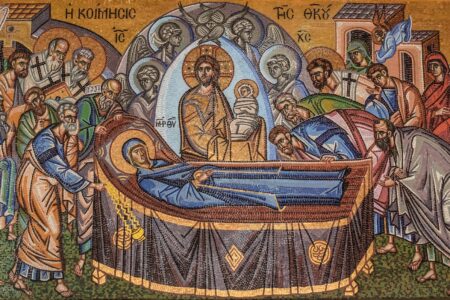How is the Dormition of the Blessed Virgin Mary celebrated in Cyprus on August 15?